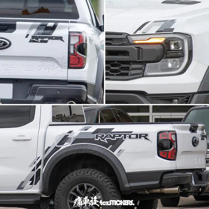 Body & Rear Trunk Exterior Decal for Ford Ranger Raptor (2024) | Custom Sports Vinyl Film - 200000182:193#Black gray white-200000182:29#Yellow Grey Red-  DRIVEN - 2