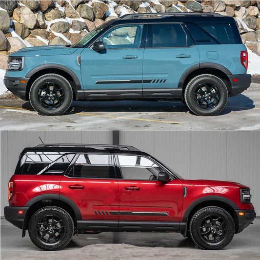 Hood Scoop Racing Stripe Decal for Ford Bronco Sport (2021+) | Vinyl Bonnet Body Graphic - 200000182:350852#Matte Black side-  DRIVEN - 2