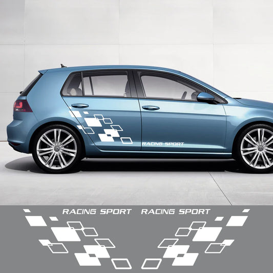 Racing Lattice Graphic Decal for VW Polo / Golf / GTI / R-Line / WRC / TSI | Vinyl Body Sticker - 200000182:175#Glossy Blue-  DRIVEN - 2