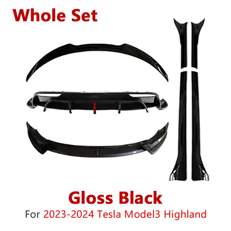 Full Body Kit — Bumper Lips, Diffuser & Spoiler for Tesla Models | Gloss Black & Carbon Tuning - 14:200004890#24M3-Side Skirts-GB-14:200003699#24M3-Rear Wing-GB-14:200002130#24M3-Whole Set-GB-14:200001951#24M3-Front-MB-14:200000914#24M3-Side Skirts-MB-  DRIVEN - 7