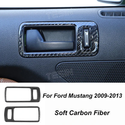 Carbon Fiber Grain Interior & Exterior Decoration Sticker for Ford Mustang (2009-2014) | Kit - 200000182:200013901#Door lock pin ring-200000182:202530813#Front fog lamp decor-200000182:200006158#Dashboard Panel-200000182:40808150#Headlight switch-200000182:200003699#Start key socket-  DRIVEN - 24