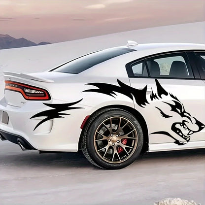 Wolf Side Body Decal | 2-Piece Waterproof Self-Adhesive Vinyl Animal Sticker - 200000182:193#2pcs Black;5:100014064#100x40CM(each)-200000182:29#2pcs White;5:100014064#100x40CM(each)-200000182:10#2pcs Red;5:100014064#100x40CM(each)-  DRIVEN - 5