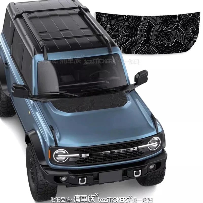 Hood Sporty Fashionable Professional Vinyl Kit for Ford Bronco | PVC Appearance Wrap - 200000182:193#A-200000182:29#B-200000182:691#C-200000182:10#D-200000182:350852#E-  DRIVEN - 2