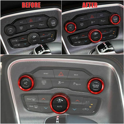 A/C Control Knob Volume Radio Switch Decoration Cover for Dodge Challenger / Charger | 3-Piece