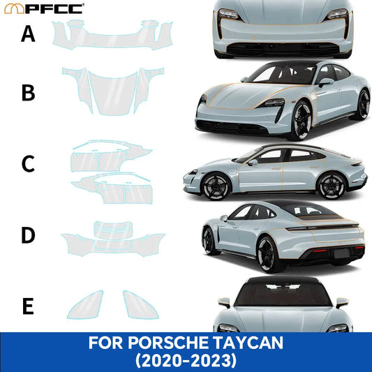 Precut PPF for Porsche Taycan (2020–2023) | 9-Mil TPU Paint Protection Film Clear Bra - 200000182:350853#Rear Trunk;5:200000990#Clear Film-  DRIVEN - 2
