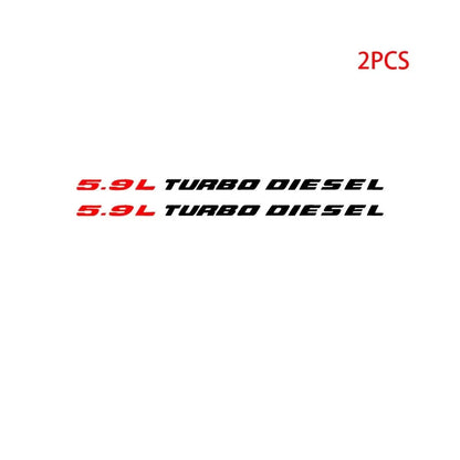 5.9L Turbo Diesel Hood Emblem Decal for Dodge RAM 1500 / 2500 / 3500 | 2-Piece Vinyl Sticker - 200000182:193#Red Black-200000182:29#Red White-  DRIVEN - 6