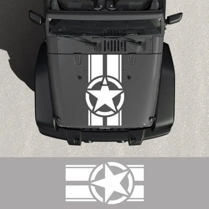 Jeep Hood Cover Decal – Pentagram Star Vinyl Sticker | Wrangler JK JL TJ, Renegade, Patriot, Trailhawk, Rubicon - 200000182:350852#Glossy White-200000182:350850#Glossy Black-200000182:10#Glossy Red-200000182:350853#Glossy Gray-200000182:771#Matt Gold-  DRIVEN - 2