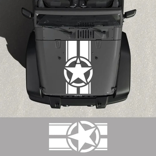 Jeep Hood Cover Decal – Pentagram Star Vinyl Sticker | Wrangler JK JL TJ, Renegade, Patriot, Trailhawk, Rubicon - 200000182:350852#Glossy White-  DRIVEN - 2