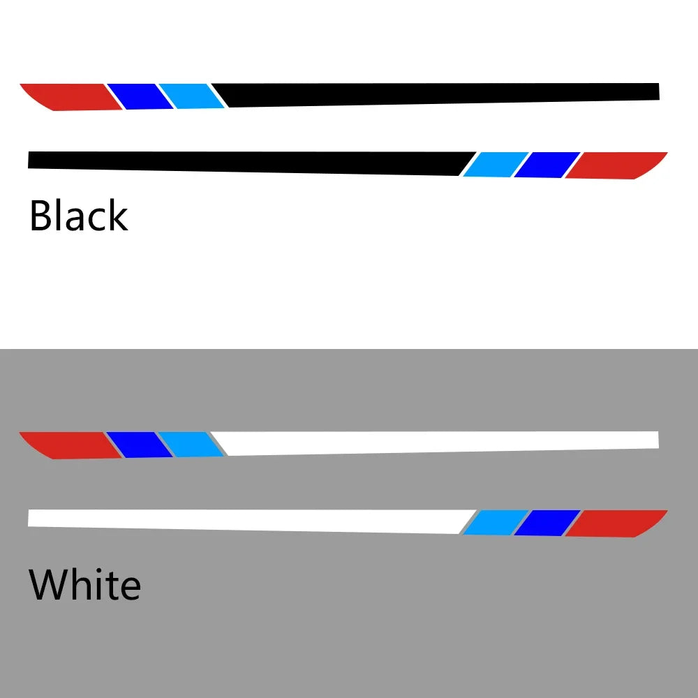 Side Stripe Decal DIY for BMW E46 / E60 / E90 / F30 / F10 | 2-Piece 78.7"x5.1" Vinyl - 200000182:193#Black-200000182:29#White-  DRIVEN - 6