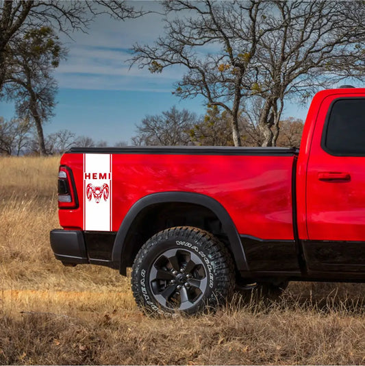 Dodge RAM Creative Stripe Graphic Decal Kit (2 Pcs) – Rear Body Vinyl Sticker | 1500, 2500, 3500, Rebel, Mopar | 2 Styles, 11 Colors - 200000182:200211869;355:203282824#Type 2-2PCS-  DRIVEN - 2
