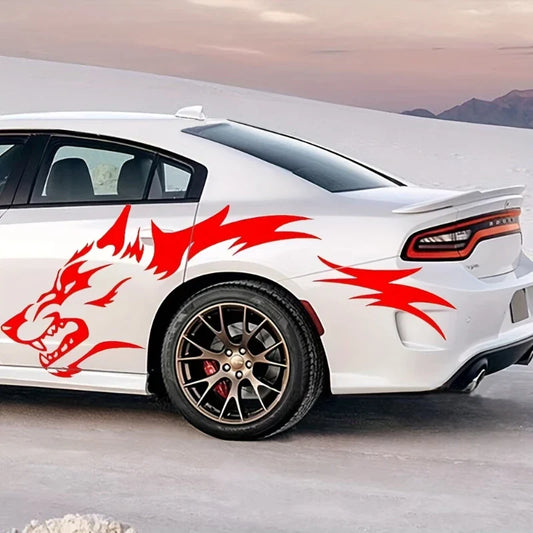 Wolf Side Body Decal | 2-Piece Waterproof Self-Adhesive Vinyl Animal Sticker - 200000182:193#2pcs Black;5:100014064#100x40CM(each)-  DRIVEN - 1