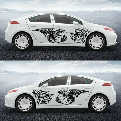 Dodge Challenger Hellcat Vintage Running Cat Tribal Tattoo Door Decal – Vinyl Graphic | 7 Designs, Left / Right / Both Sides - 200000182:350852#007;5:100014064#both side-200000182:350852#007;5:361386#right side-200000182:350852#007;5:203611026#left side-200000182:10#003;5:100014064#both side-200000182:29#002;5:203611026#left side-  DRIVEN - 10