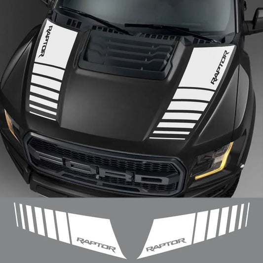 Ford Ranger Raptor & F-150 Hood Bonnet Decal Set – Vinyl Film Sticker (2 Pcs) | 2015–2020, 12 Finishes - 200000182:350686#Colorful Laser-  DRIVEN - 2