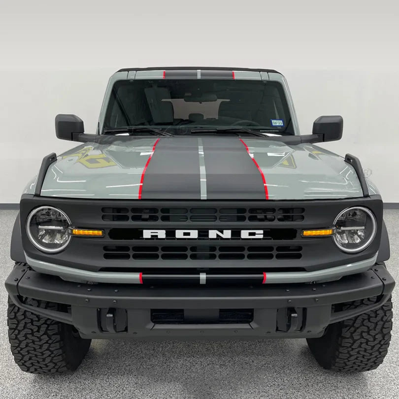 Matte Black Double Stripe Hood Scoop Decal for Ford Bronco (2021–2023) | Personalized Vinyl Overlay - 200000182:691#B-200000182:29#A-200000182:1052#E-200000182:10#C-200000182:496#G-  DRIVEN - 8