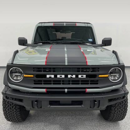 Matte Black Double Stripe Hood Scoop Decal for Ford Bronco (2021–2023) | Personalized Vinyl Overlay - 200000182:691#B-200000182:29#A-200000182:1052#E-200000182:10#C-200000182:496#G-  DRIVEN - 8