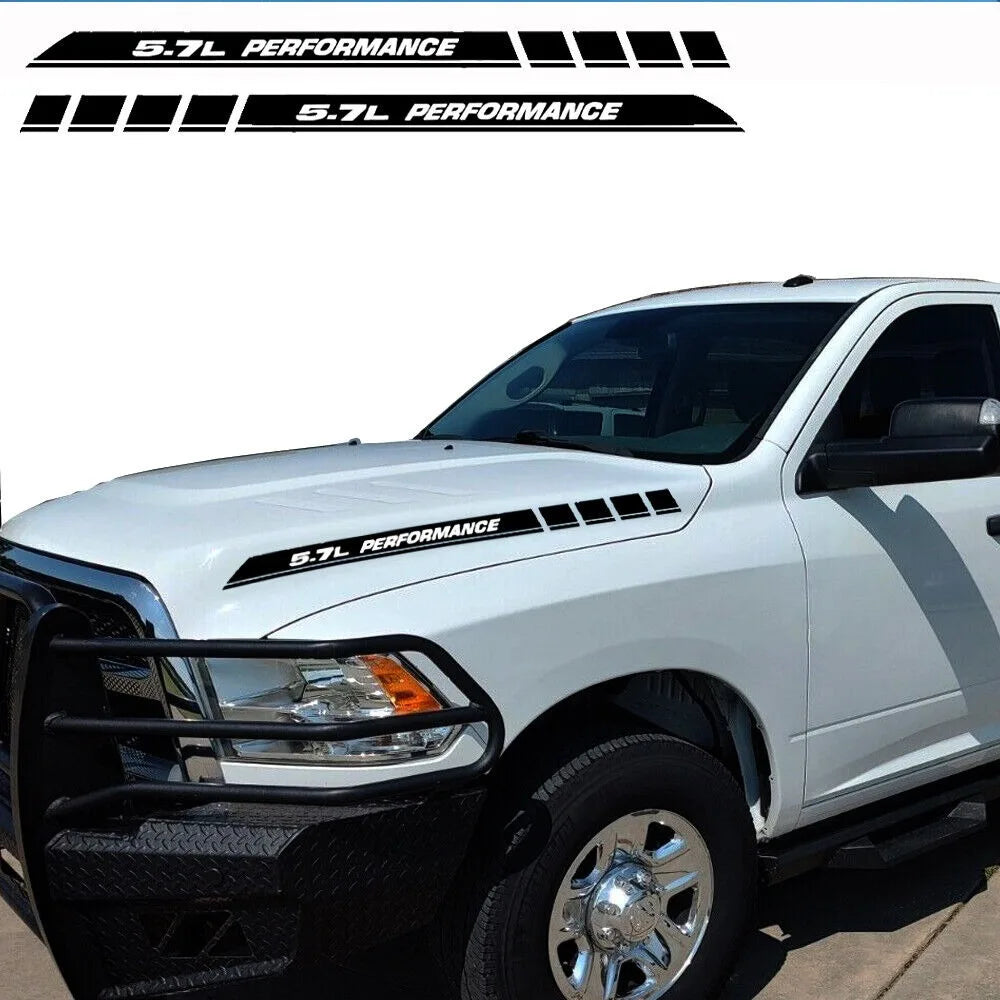 5.7L Performance Hood Vinyl Decal Emblem for Dodge RAM 1500 / 2500 | Truck Graphic Sticker - 200000182:29#white-200000182:10#red white-  DRIVEN - 4