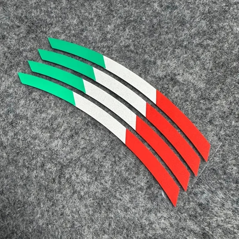 Green White Red Italian Flag Stripe Wheel Decal | Waterproof Vinyl Sticker for Cars & Motorcycles - 14:200004889#1SET-  DRIVEN - 5