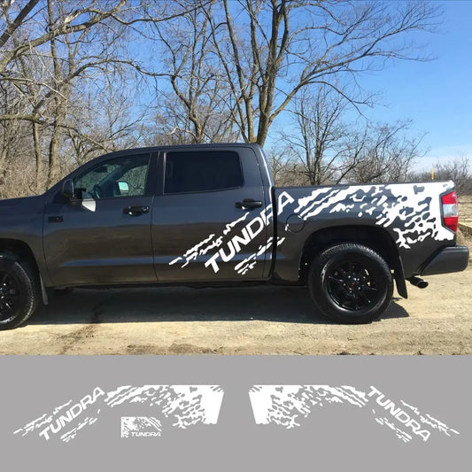 Splash Grunge Body Side Decal for Toyota Tundra TRD / Limited / SR5 / Platinum | 3-Piece Vinyl Kit - 200000182:350850#Glossy Black-  DRIVEN - 1