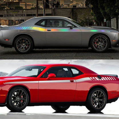 Dodge Challenger Full-Length Waistline Accent Stripe Decal Kit (2 Pcs) – Body Side Vinyl Graphic | 2008–2023 RS | 8 Finishes - 200000182:350852#Glossy Red-200000182:366#Matt Black-200000182:691#Glossy White-200000182:10#Glossy Gray-200000182:29#Glossy Black-  DRIVEN - 4