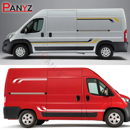 Camper Van Door & Waistline Graphic Decal for Fiat Ducato / Peugeot Boxer / Citroen Relay | 4-Piece Vinyl Kit - 200000182:193#Glossy Black-200000182:29#Glossy White-200000182:691#Glossy Gray-200000182:10#Glossy Red-200000182:175#Black Gray-  DRIVEN - 4