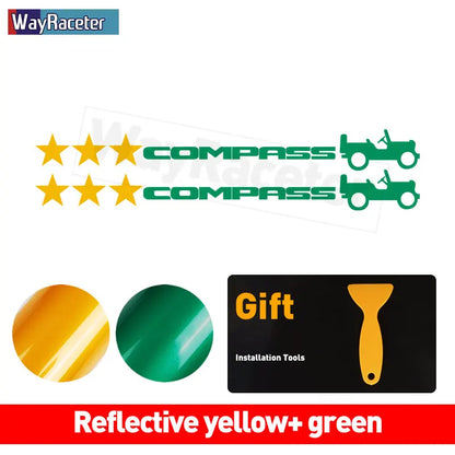 Jeep Compass Willy Edition Star Decal Kit – Reflective Vinyl | Hood, Trunk & Door Pillar (2 Pcs) - 200000182:175#Yellow and white-200000182:366#Yellow and black-200000182:496#Yellow and blue-200000182:173#Yellow and red-200000182:691#Red and blue-  DRIVEN - 20