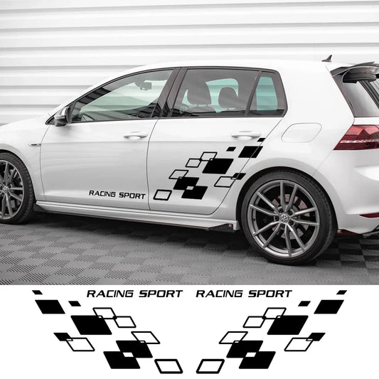 Racing Lattice Graphic Decal for VW Polo / Golf / GTI / R-Line / WRC / TSI | Vinyl Body Sticker - 200000182:175#Glossy Blue-  DRIVEN - 1