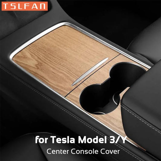 Center Console Panel Sticker for Tesla Model 3 / Model Y (2021–2023) | Wood Grain & Carbon Fiber Film - 200000182:201735810#Wood Grain Color-  DRIVEN - 1