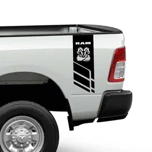 Back Door & Side Decal for Dodge RAM 1500 / 2500 HEMI Rebel 5.7L | Pickup Vinyl Sticker - 200000182:193#Glossy Black-  DRIVEN - 1