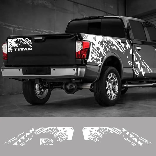 Splash Grunge Body Side Decal for Nissan Titan S / SL / SV / Platinum | 3-Piece Vinyl Truck Graphics - 200000182:350852#Glossy White-  DRIVEN - 2