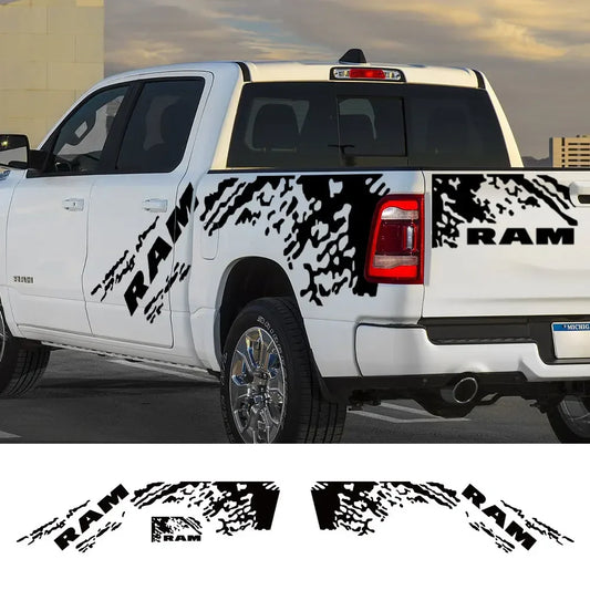 Splash Grunge Body Side Decal for Dodge RAM 1500 Rebel / RTX | 3-Piece Matte Vinyl Kit - 200000182:771#Carbon Fiber-  DRIVEN - 1