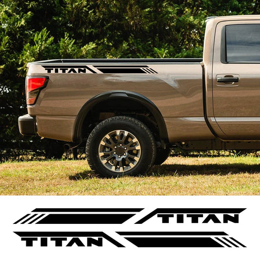 Trunk Side Stripe Decal for Nissan Titan Pro-4X | Pickup Truck Vinyl Graphic - 200000182:10#Glossy Red-  DRIVEN - 1