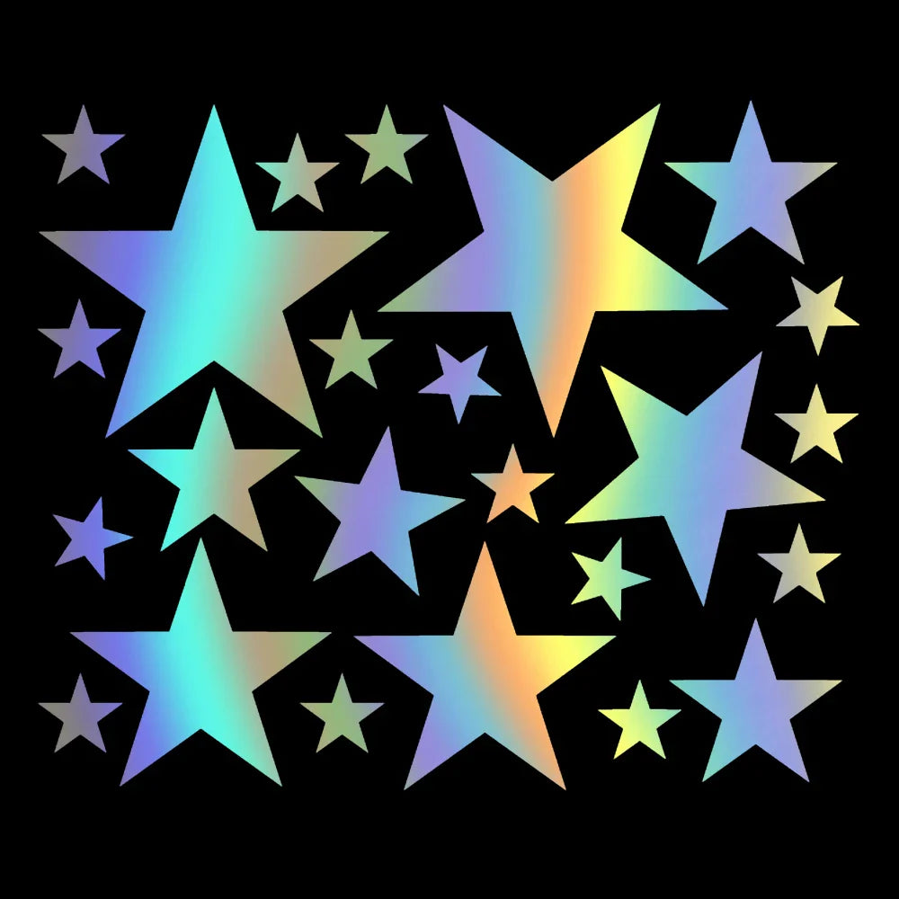 Star Pattern Car Decals | 24-Piece Waterproof Auto Tuning Vinyl Sticker Set for Bumper & Window - 200000182:175#Reflecti-200000182:29-200000182:10-200000182:193-  DRIVEN - 7