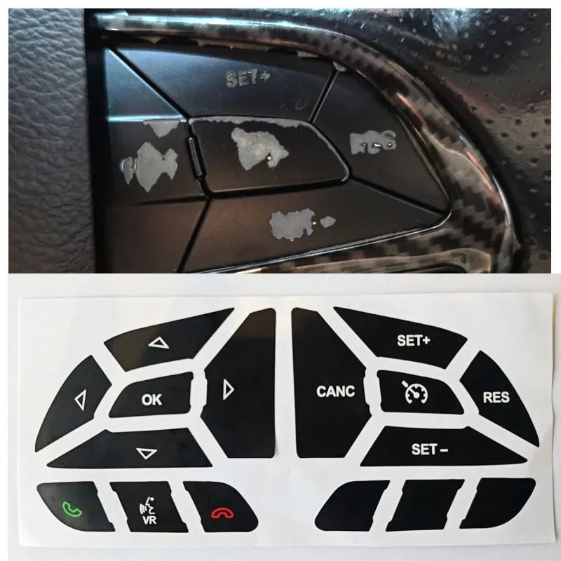 Steering Wheel Button Repair Decal Sticker for Dodge Charger (2016–2023) | 1 Set Restoration Kit