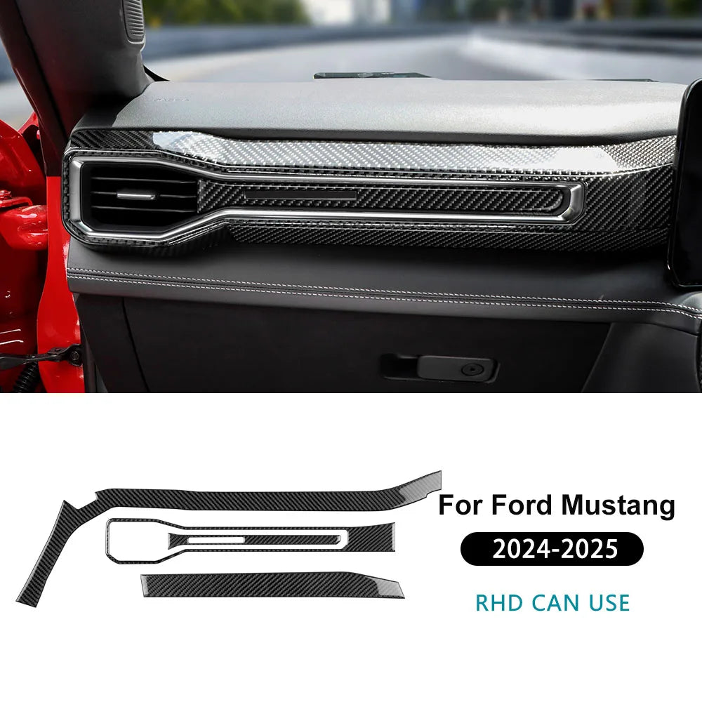 Real Soft Carbon Fiber Interior Trim for Ford Mustang GT / Dark Horse / EcoBoost (2024-2025) - 200000182:350853#Type B For LHD Black-200000182:350852#Type A For RHD Red-200000182:350850#Type A For RHD Black-200000182:350686#Type A For LHD Red-200000182:175#Type C For LHD Black-  DRIVEN - 8