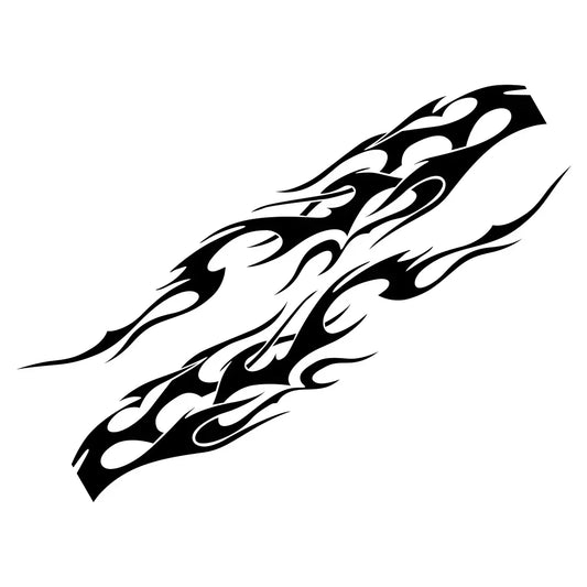 Flame Graphics Side Body Sticker | 2-Piece Universal Vinyl Sports Racing Decal - 200000182:193#Glossy Black;5:361385#150cmx25cm-  DRIVEN - 2