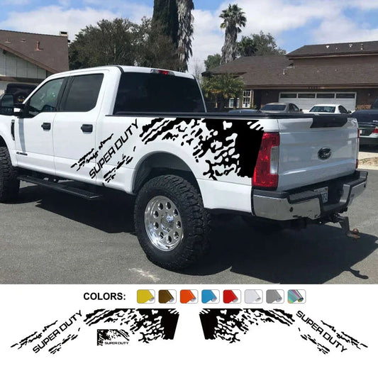 Splash Grunge Body Side Decal for Ford Super Duty F-250 / F-350 / F-450 | 3-Piece Matte Vinyl Kit - 200000182:350852#Glossy White-  DRIVEN - 1