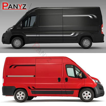 Camper Van Door & Waistline Graphic Decal for Fiat Ducato / Peugeot Boxer / Citroen Relay | 4-Piece Vinyl Kit - 200000182:193#Glossy Black-200000182:29#Glossy White-200000182:691#Glossy Gray-200000182:10#Glossy Red-200000182:175#Black Gray-  DRIVEN - 3