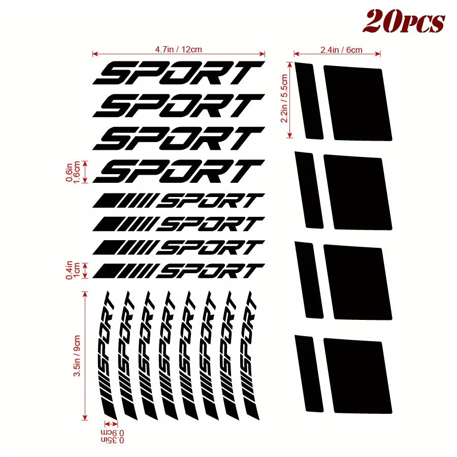 Sport Wheel Rim Decals | 20-Piece Waterproof Vinyl Sticker Set for Cars, Motorcycles & DIY - 14:29#Gold-14:10-14:200004890#black-14:200004889#laser-  DRIVEN - 5