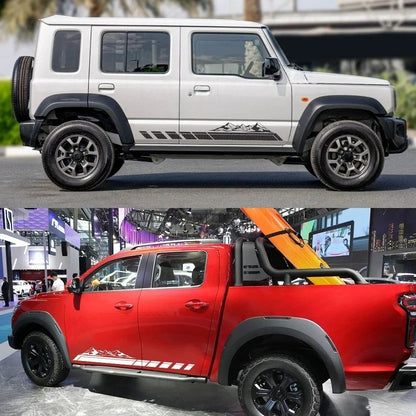 Mountain Peak Off-Road Vinyl Decal for Suzuki Jimny & Ford Bronco | 2-Piece Body Sticker - 200000182:771#Matt Silver-200000182:200006152#Colorful Laser-200000182:200004890#Carbon Fiber-200000182:173#Matt Black-200000182:350853#Glossy White-  DRIVEN - 4