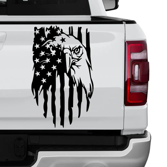 American Bald Eagle Flag Tailgate Decal – Pickup Truck Vinyl Sticker | Ford F-150, Tacoma, Hilux, D-Max, Dodge Ram - 200000182:350852#Glossy Orange;5:361385#50x30cm-  DRIVEN - 1