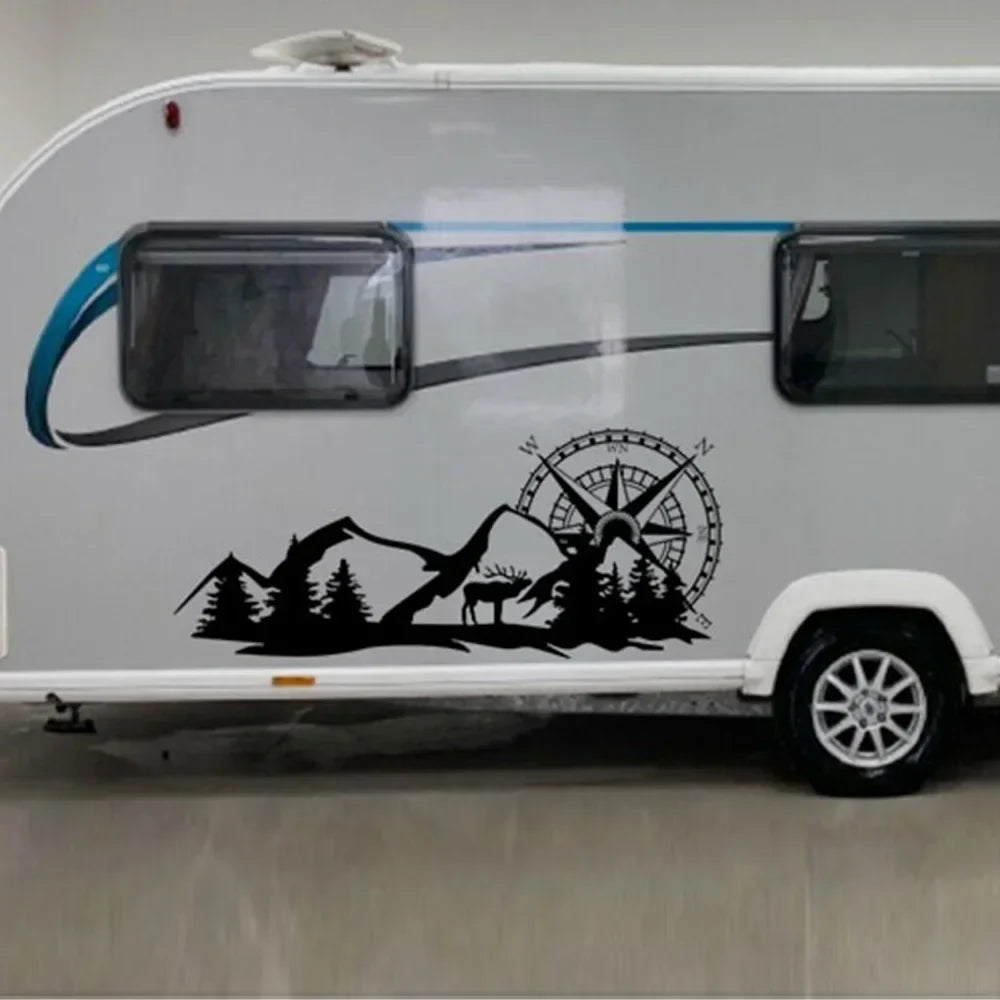 Forest Mountain Scenic Vinyl Decal – Motorhome, RV, Caravan & Camper Van Body Graphic | 3 Sizes, 12 Finishes - 200000182:771#Colorful Laser;5:361386#100cm x 42cm-200000182:771#Colorful Laser;5:100014064#70cm x 29cm-200000182:496#Matt Gold;5:203611026#140cm x 53cm-200000182:496#Matt Gold;5:361386#100cm x 42cm-200000182:1052#Carbon Fiber;5:203611026#140cm x 53cm-  DRIVEN - 4