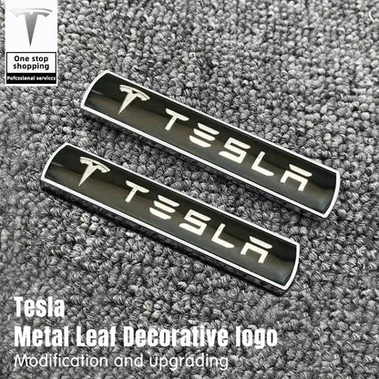 Metal Logo Trunk Modification Emblem for Tesla Model 3 / Y / S / X | Leaf Plate Car Badge - 14:200004890#Tesla labeling 2pcs-  DRIVEN - 1