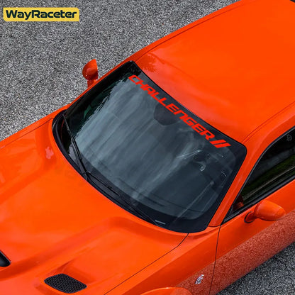 Dodge Challenger Reflective Front Windshield Vinyl Decal – Windscreen Sticker | Hellcat, SRT, Demon | 12 Colors - 200000182:496#Reflective yellow-200000182:350686#Reflective blue-200000182:1052#Reflective green-200000182:350850#Reflective orange-200000182:350852#Red and green-  DRIVEN - 5