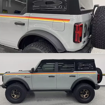 Blue & Orange Sunset Waistline Stripe Decal for Ford Bronco (2021–2023) | Modified Body Line Vinyl Overlay - 200000182:175#E-200000182:10#C-200000182:173#D-200000182:193#A-200000182:350853#B-  DRIVEN - 4