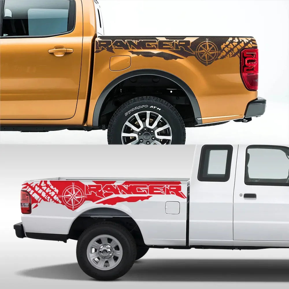 Tire Print & Compass Adventure Tail Decal for Ford Ranger Raptor | 2-Piece Vinyl - 200000182:173-200000182:29#Black-200000182:10-200000182:193#White-200000182:350852-  DRIVEN - 5