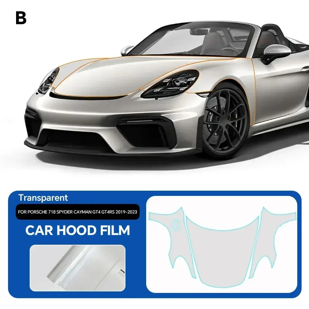 Precut PPF for Porsche 718 Spyder / Cayman GT4 / GT4 RS (2019–2023) | TPU Paint Protection Film - 200000182:350853#Rear Roof;5:200000990#Clear Film-200000182:350686#Front;5:200000990#Clear Film-200000182:350850#Hood;5:200000990#Clear Film-200000182:10#Roof Window;5:200000990#Clear Film-200000182:350852#Door;5:200000990#Clear Film-  DRIVEN - 7