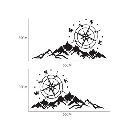 Mountain Adventurers Compass Graphic Decal | 2-Piece Vinyl Sticker for RV, Camper, Truck & Car - 200000182:350853;5:361386#40CM-200000182:350853;5:100014064#30CM-200000182:29#white;5:361386#40CM-200000182:29#white;5:361385#L 80X43CM-200000182:29#white;5:100014064#30CM-  DRIVEN - 8