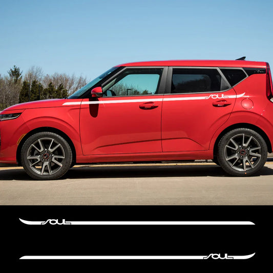 Side Body Waistline Stripe Decal for Kia Soul (Gen 1, 2, 3 & EV) | Vinyl Film Graphics - 200000182:771#Carbon Fiber-  DRIVEN - 1