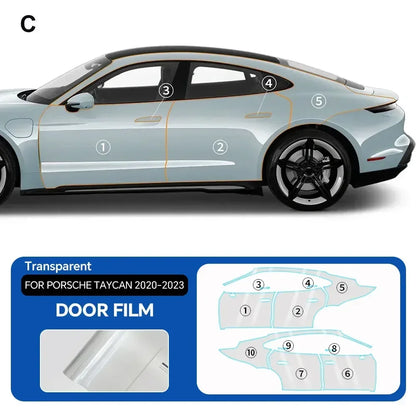 Precut PPF for Porsche Taycan (2020–2023) | 9-Mil TPU Paint Protection Film Clear Bra - 200000182:350853#Rear Trunk;5:200000990#Clear Film-200000182:350850#Hood;5:200000990#Clear Film-200000182:350686#Front;5:200000990#Clear Film-200000182:350852#Doors;5:200000990#Clear Film-200000182:10#Whole Set;5:200000990#Clear Film-  DRIVEN - 10