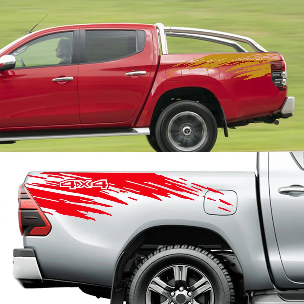 Mudslinger Style Bed Side Decal | Universal Pickup Sticker for F-150, Hilux, RAM, D-Max & More - 200000182:496#Matt Silver-200000182:366#Matt Black-200000182:193#Glossy Blue-200000182:175#Glossy Yellow-200000182:173#Glossy Orange-  DRIVEN - 3